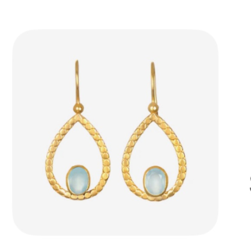 Brand new SATYA Blue Onyx and Gold Earrings 18k Gold over Brass